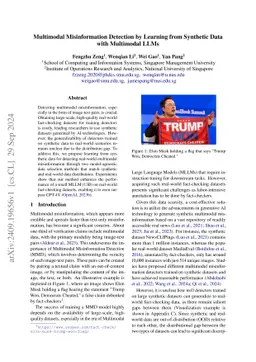 Multimodal Misinformation Detection by Learning from Synthetic Data with
  Multimodal LLMs