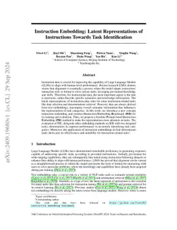 Instruction Embedding: Latent Representations of Instructions Towards
  Task Identification
