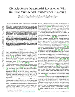 Obstacle-Aware Quadrupedal Locomotion With Resilient Multi-Modal
  Reinforcement Learning
