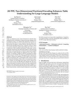 2D-TPE: Two-Dimensional Positional Encoding Enhances Table Understanding
  for Large Language Models