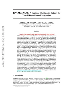 T2Vs Meet VLMs: A Scalable Multimodal Dataset for Visual Harmfulness
  Recognition