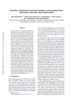NeuroMax: Enhancing Neural Topic Modeling via Maximizing Mutual
  Information and Group Topic Regularization