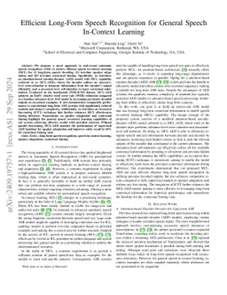 Efficient Long-Form Speech Recognition for General Speech In-Context
  Learning