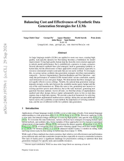 Balancing Cost and Effectiveness of Synthetic Data Generation Strategies
  for LLMs