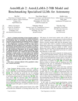 AstroMLab 2: AstroLLaMA-2-70B Model and Benchmarking Specialised LLMs
  for Astronomy