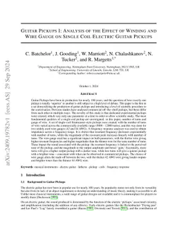 Guitar Pickups I: Analysis of the Effect of Winding and Wire Gauge on
  Single Coil Electric Guitar Pickups