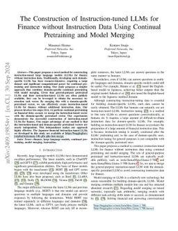 The Construction of Instruction-tuned LLMs for Finance without
  Instruction Data Using Continual Pretraining and Model Merging