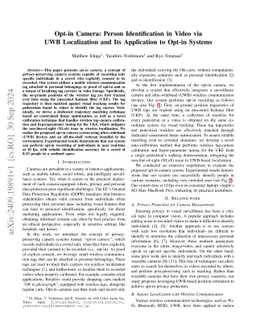 Opt-in Camera: Person Identification in Video via UWB Localization and Its Application to Opt-in Systems