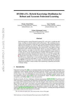 HYDRA-FL: Hybrid Knowledge Distillation for Robust and Accurate
  Federated Learning