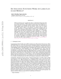 Do Influence Functions Work on Large Language Models?