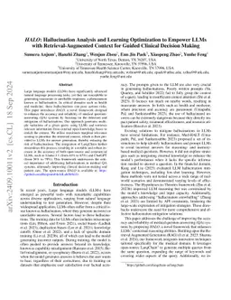 HALO: Hallucination Analysis and Learning Optimization to Empower LLMs
  with Retrieval-Augmented Context for Guided Clinical Decision Making