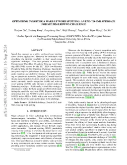 Optimizing Dysarthria Wake-Up Word Spotting: An End-to-End Approach for
  SLT 2024 LRDWWS Challenge