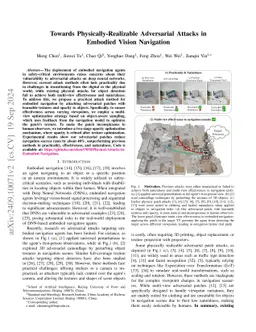 Towards Physically Realizable Adversarial Attacks in Embodied Vision Navigation