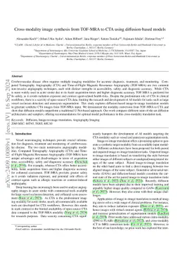 Cross-modality image synthesis from TOF-MRA to CTA using diffusion-based
  models