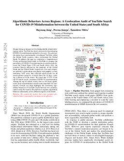 Algorithmic Behaviors Across Regions: A Geolocation Audit of YouTube Search for COVID-19 Misinformation Between the United States and South Africa