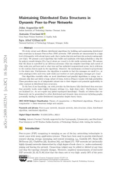 Maintaining Distributed Data Structures in Dynamic Peer-to-Peer Networks