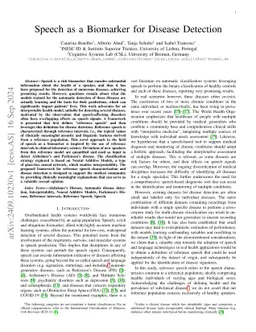 Speech as a Biomarker for Disease Detection