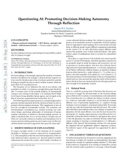 Questioning AI: Promoting Decision-Making Autonomy Through Reflection