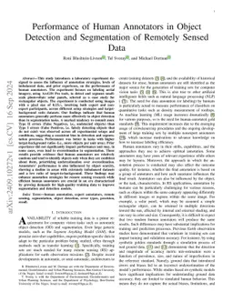 Performance of Human Annotators in Object Detection and Segmentation of
  Remotely Sensed Data