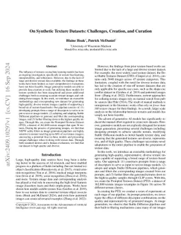 On Synthetic Texture Datasets: Challenges, Creation, and Curation