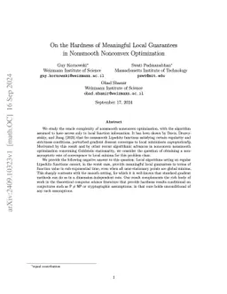 On the Hardness of Meaningful Local Guarantees in Nonsmooth Nonconvex
  Optimization