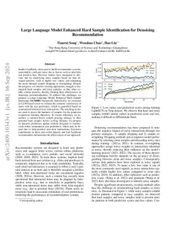 Large Language Model Enhanced Hard Sample Identification for Denoising
  Recommendation