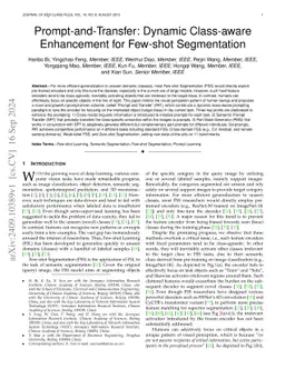 Prompt-and-Transfer: Dynamic Class-aware Enhancement for Few-shot
  Segmentation