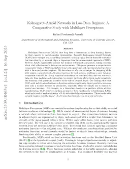 Kolmogorov-Arnold Networks in Low-Data Regimes: A Comparative Study with
  Multilayer Perceptrons