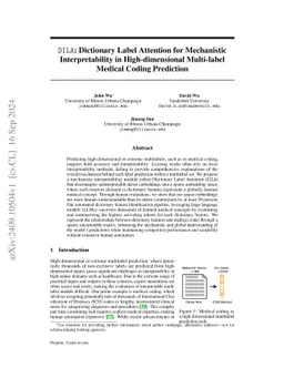 DILA: Dictionary Label Attention for Mechanistic Interpretability in High-dimensional Multi-label Medical Coding Prediction