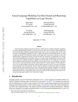 Causal Language Modeling Can Elicit Search and Reasoning Capabilities on
  Logic Puzzles