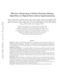 Effective Monitoring of Online Decision-Making Algorithms in Digital
  Intervention Implementation