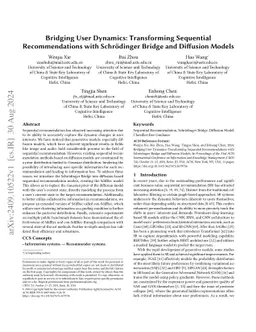 Bridging User Dynamics: Transforming Sequential Recommendations with
  Schrödinger Bridge and Diffusion Models