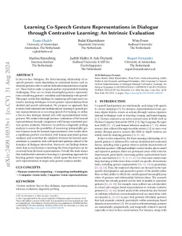 Learning Co-Speech Gesture Representations in Dialogue through
  Contrastive Learning: An Intrinsic Evaluation