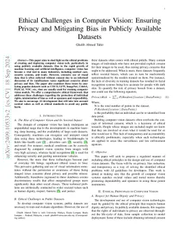 Ethical Challenges in Computer Vision: Ensuring Privacy and Mitigating Bias in Publicly Available Datasets