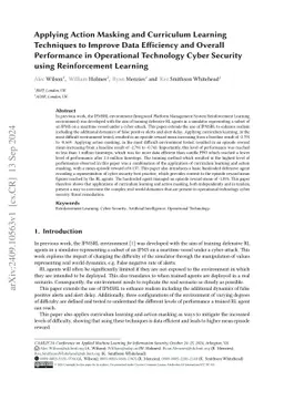 Applying Action Masking and Curriculum Learning Techniques to Improve
  Data Efficiency and Overall Performance in Operational Technology Cyber
  Security using Reinforcement Learning