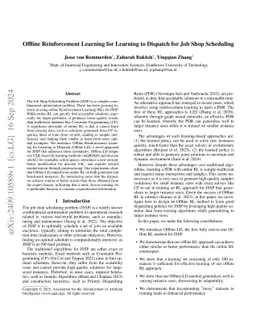 Offline Reinforcement Learning for Learning to Dispatch for Job Shop Scheduling