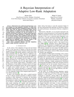 A Bayesian Interpretation of Adaptive Low-Rank Adaptation