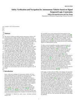 Safety Verification and Navigation for Autonomous Vehicles based on
  Signal Temporal Logic Constraints