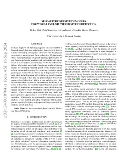 Self-supervised Speech Models for Word-Level Stuttered Speech Detection