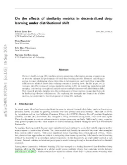 On the effects of similarity metrics in decentralized deep learning under distributional shift