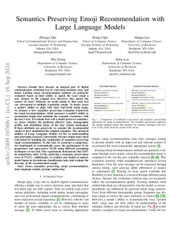 Semantics Preserving Emoji Recommendation with Large Language Models