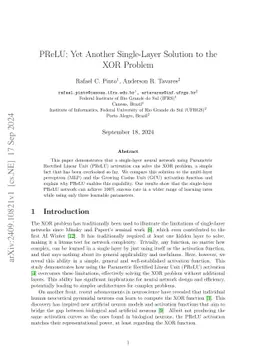 PReLU: Yet Another Single-Layer Solution to the XOR Problem