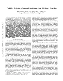 TrajSSL: Trajectory-Enhanced Semi-Supervised 3D Object Detection