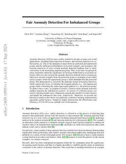 Fair Anomaly Detection For Imbalanced Groups