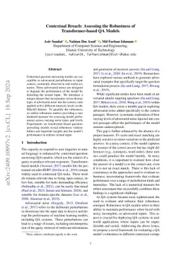 Contextual Breach: Assessing the Robustness of Transformer-based QA Models