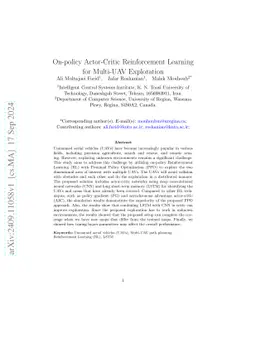 On-policy Actor-Critic Reinforcement Learning for Multi-UAV Exploration