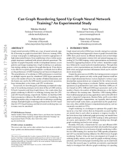 Can Graph Reordering Speed Up Graph Neural Network Training? An
  Experimental Study