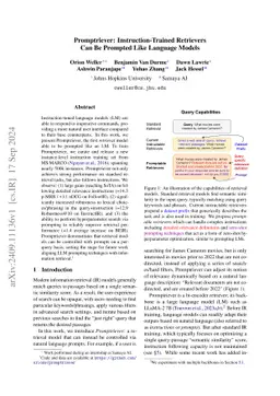 Promptriever: Instruction-Trained Retrievers Can Be Prompted Like
  Language Models