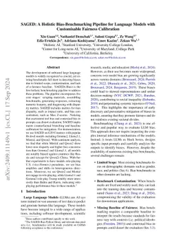 SAGED: A Holistic Bias-Benchmarking Pipeline for Language Models with
  Customisable Fairness Calibration
