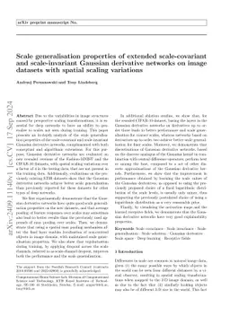 Scale generalisation properties of extended scale-covariant and scale-invariant Gaussian derivative networks on image datasets with spatial scaling variations